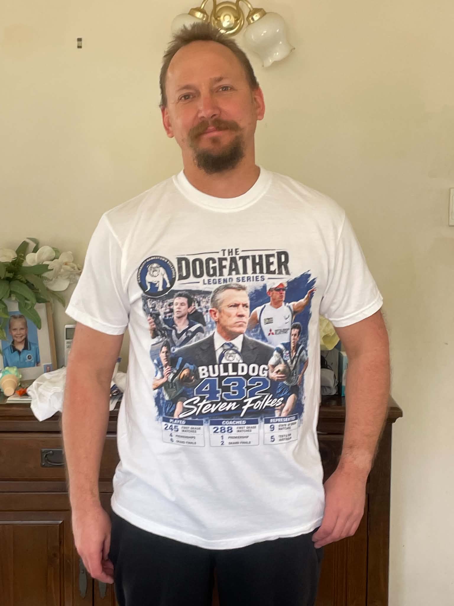 The Dogfather Bulldog #432 Steven Folkes T-Shirt | Sports Tribute Shirt